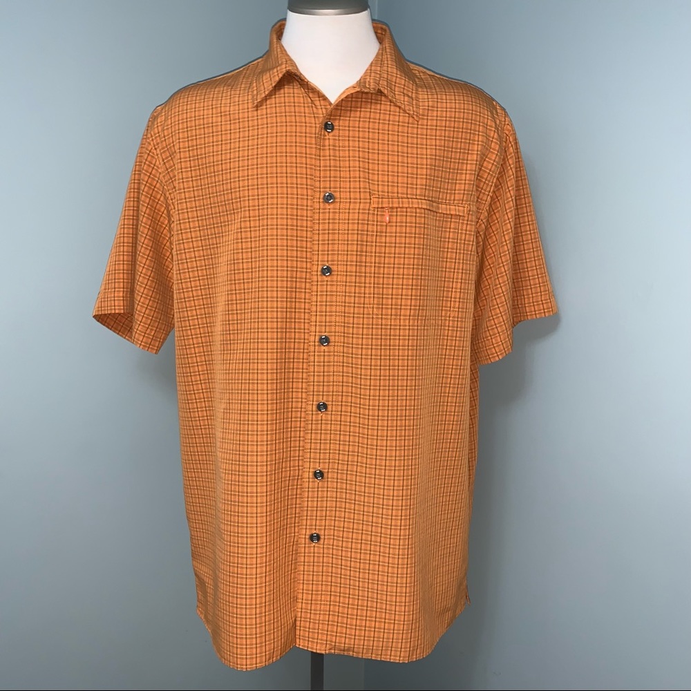 EDDIE BAUER SPORT Button Down plaid shirt men’s  size Large Tall short sleeve